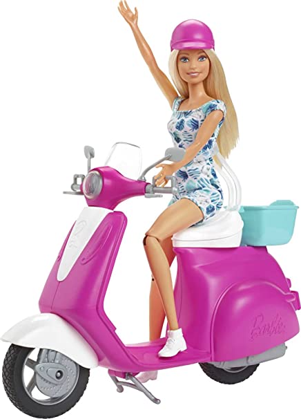 Barbie  Bionda con Scooter Rosa e Bianco